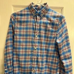 Vineyard Vines Boy’s Whale Shirt Flannel Blue/Multi check - size Medium (12-14)